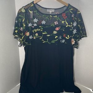 Meri Skye floral embroidered top OX